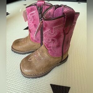 Shyanne|NWT,Brown & pink toddler leather boots, ,cowgirl western style•••!Size 3